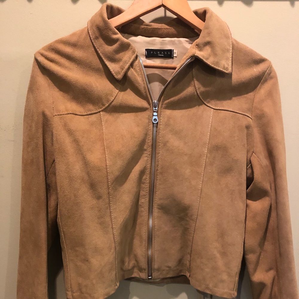 Women’s Nude Suede crop jacket.